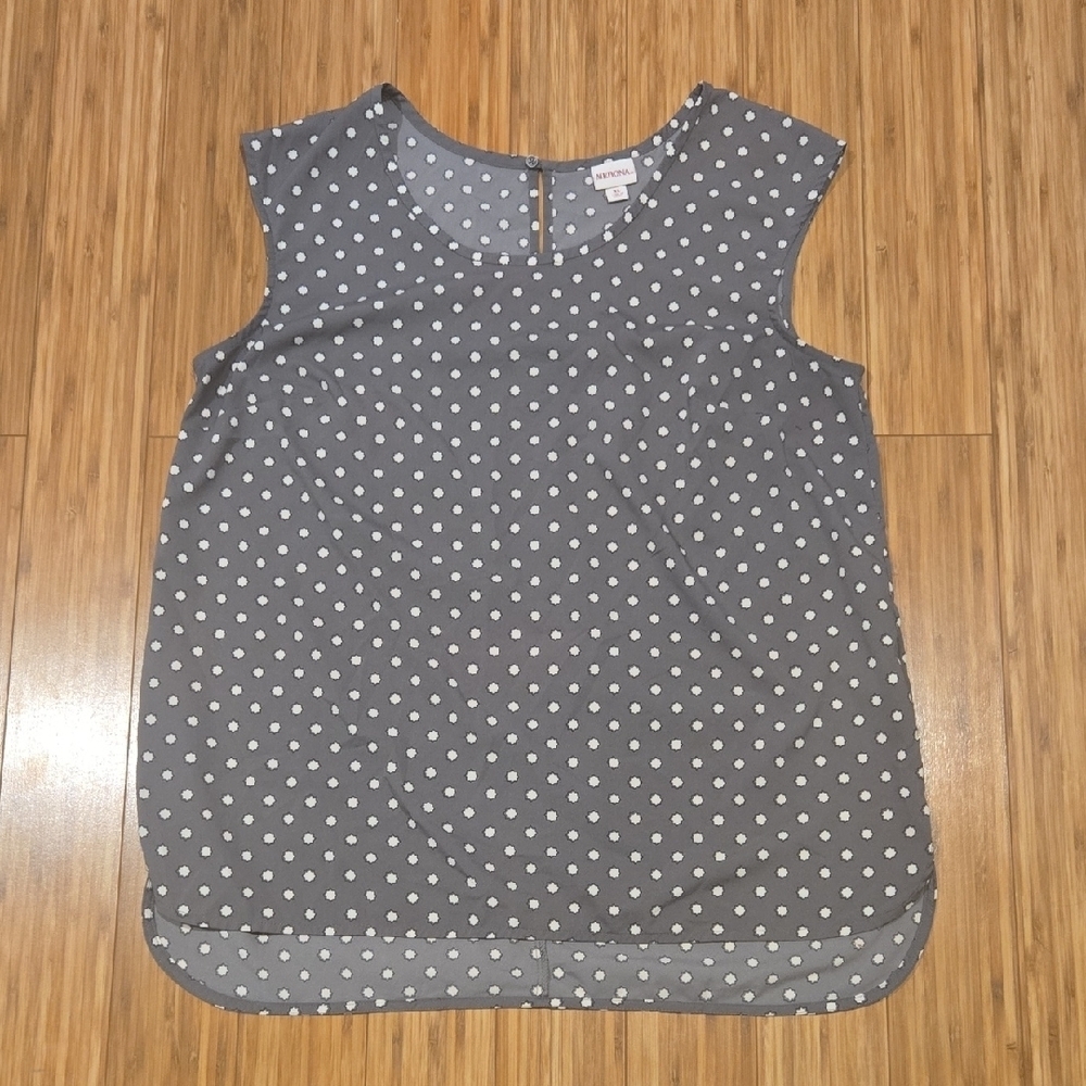 NWOT Merona Gray Polka Dot Blouse